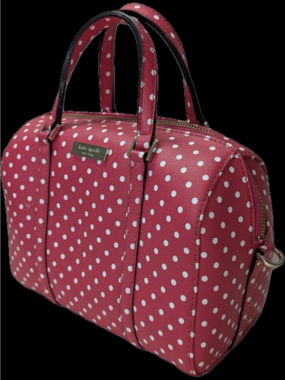 Kate Spade Grant Street Pink Polka Dot Mini Cassie Crossbody Chain Satchel EUC - Picture 1 of 12